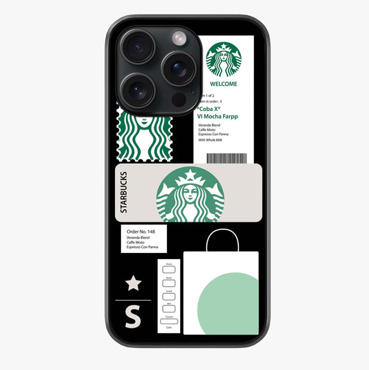 Starbucks Mocha Glass Case showing full back design in clean flat view with glossy glass finish.