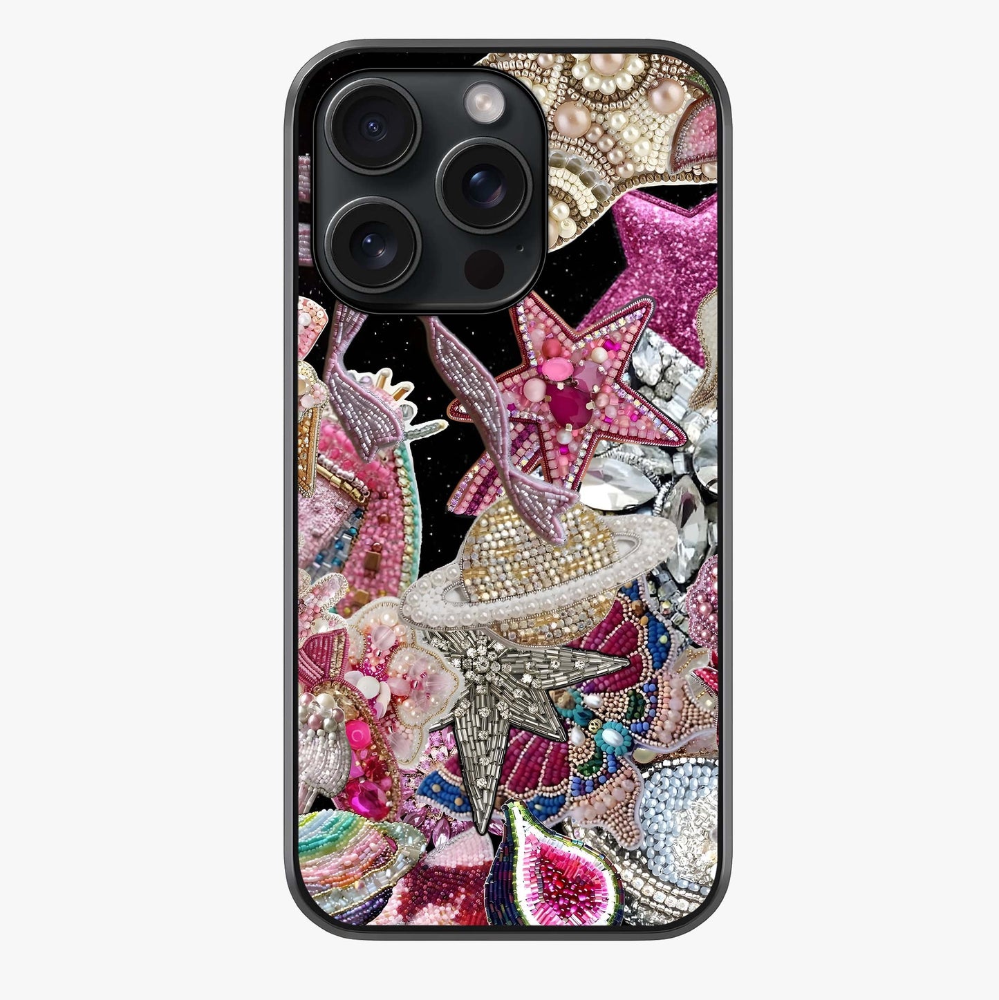 Starlit Jewel Dream Glass Case showing full back design in clean flat view with glossy glass finish.