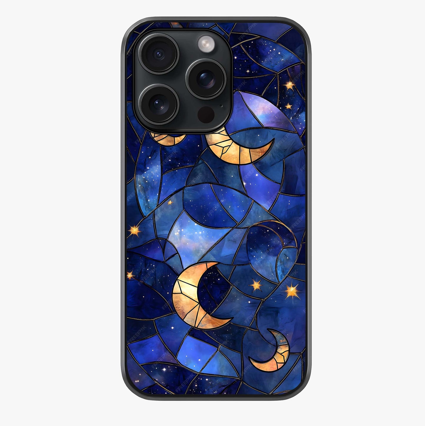 Starlit Sky Tapestry Glass Case showing full back design in clean flat view with glossy glass finish.