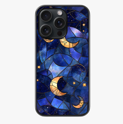Starlit Sky Tapestry Glass Case showing full back design in clean flat view with glossy glass finish.