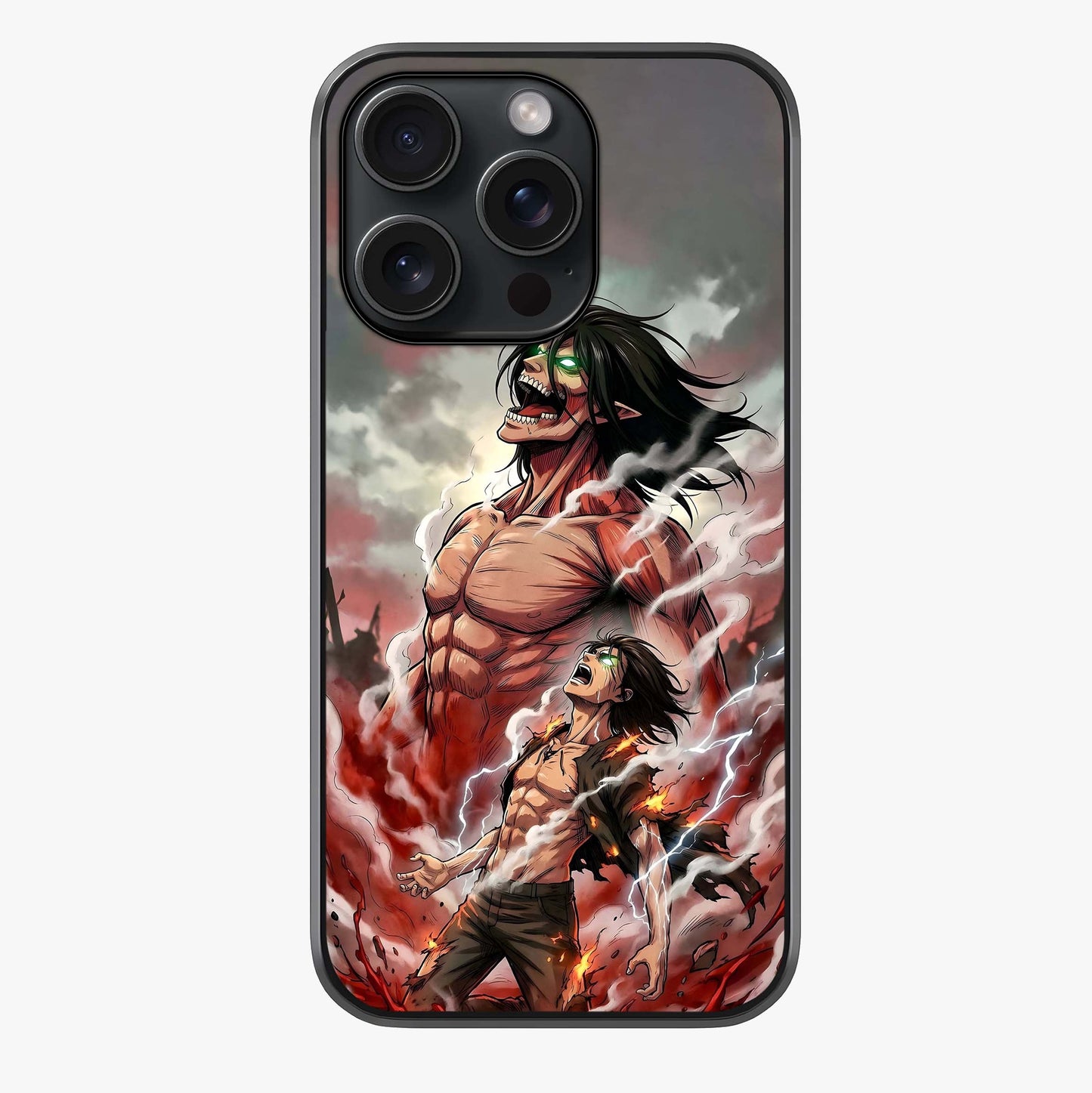 Titan Awakening Fury Glass Case showing full back design in clean flat view with glossy glass finish.
