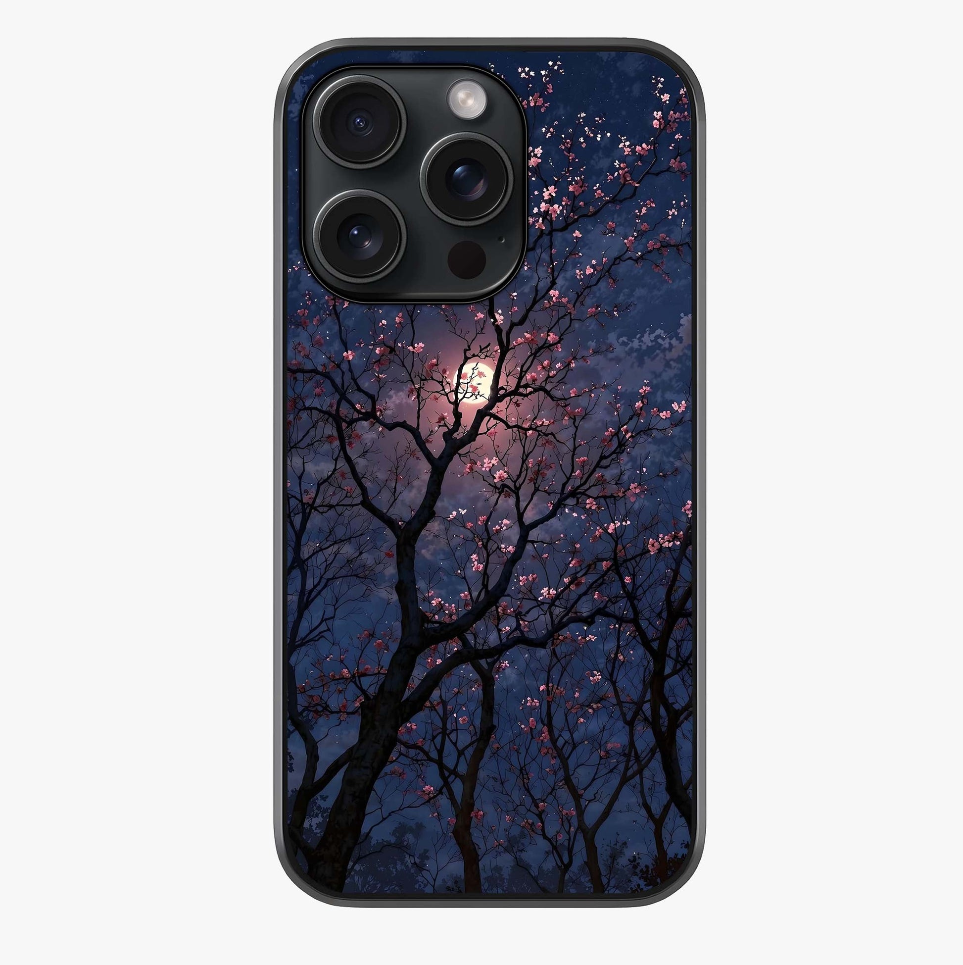 Twilight Sakura Serenade Glass Case showing full back design in clean flat view with glossy glass finish.