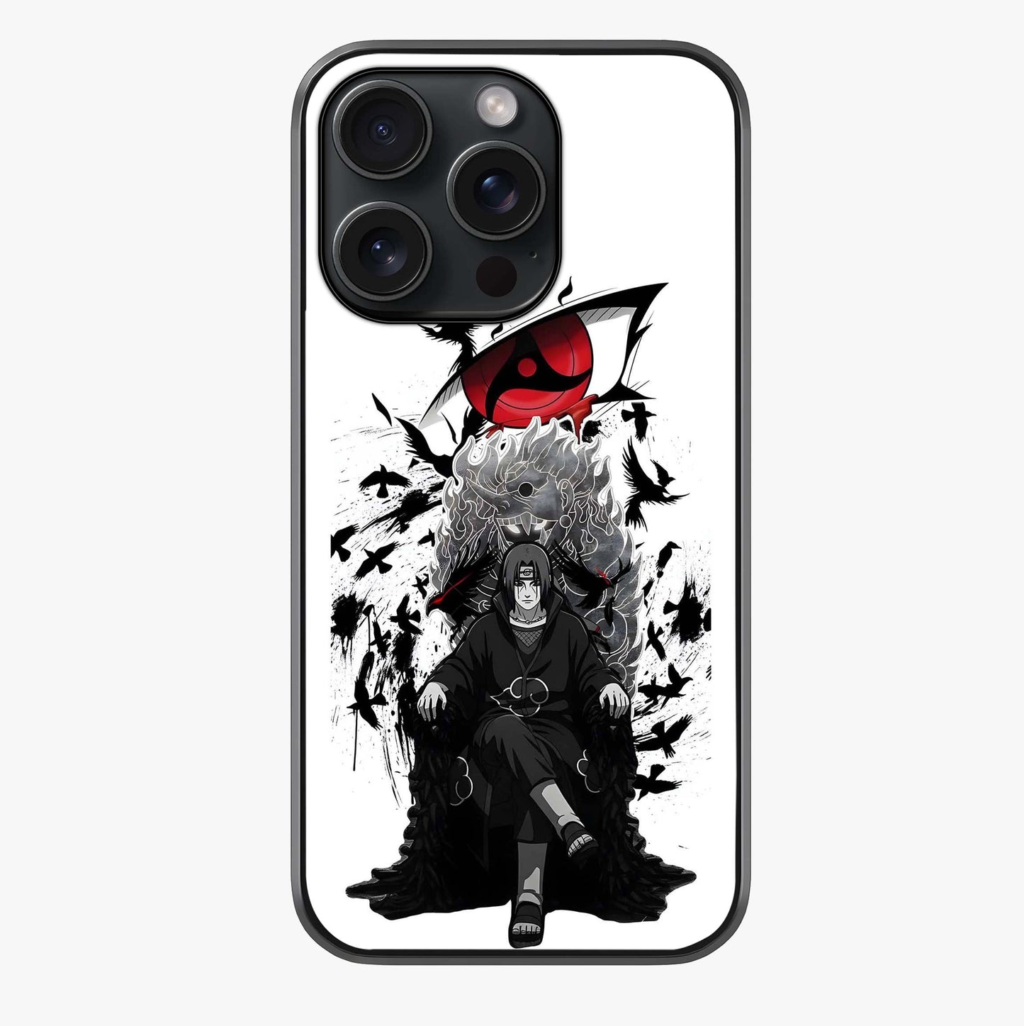 Uchiha Shadow Throne Glass Case showing full back design in clean flat view with glossy glass finish.