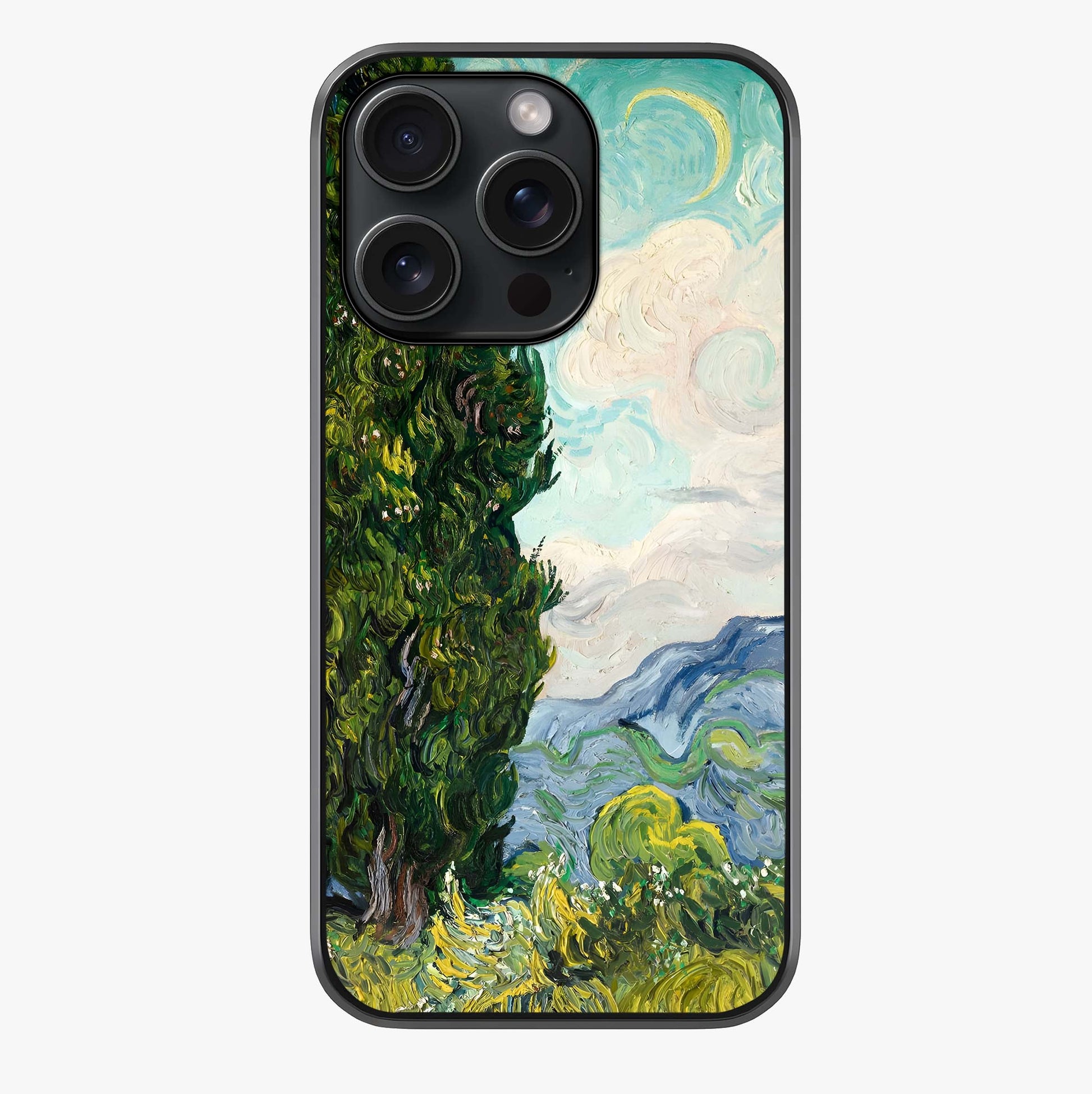 Van Gogh Vintage Art Glass Case showing full back design in clean flat view with glossy glass finish.