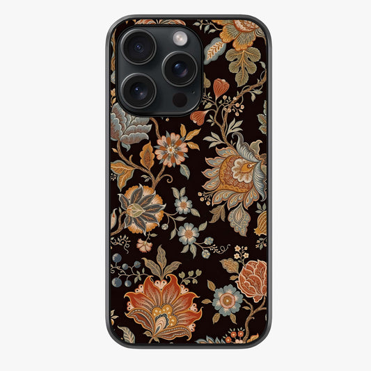 Vintage Floral Dream Glass Case showing full back design in clean flat view with glossy glass finish.