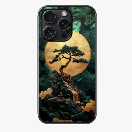 Zen Moon Rise Glass Case showing full back design in clean flat view with glossy glass finish.
