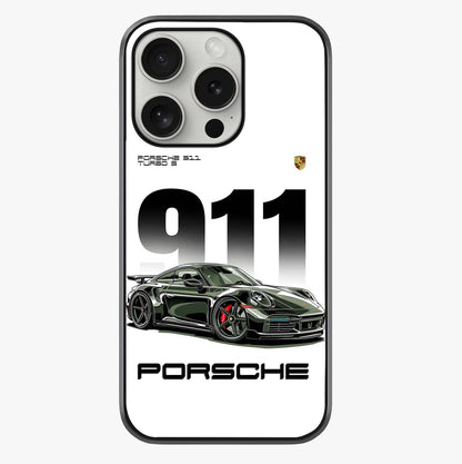 911 Turbo Dominance Glass Case showing full back design in clean flat view with glossy glass finish.
