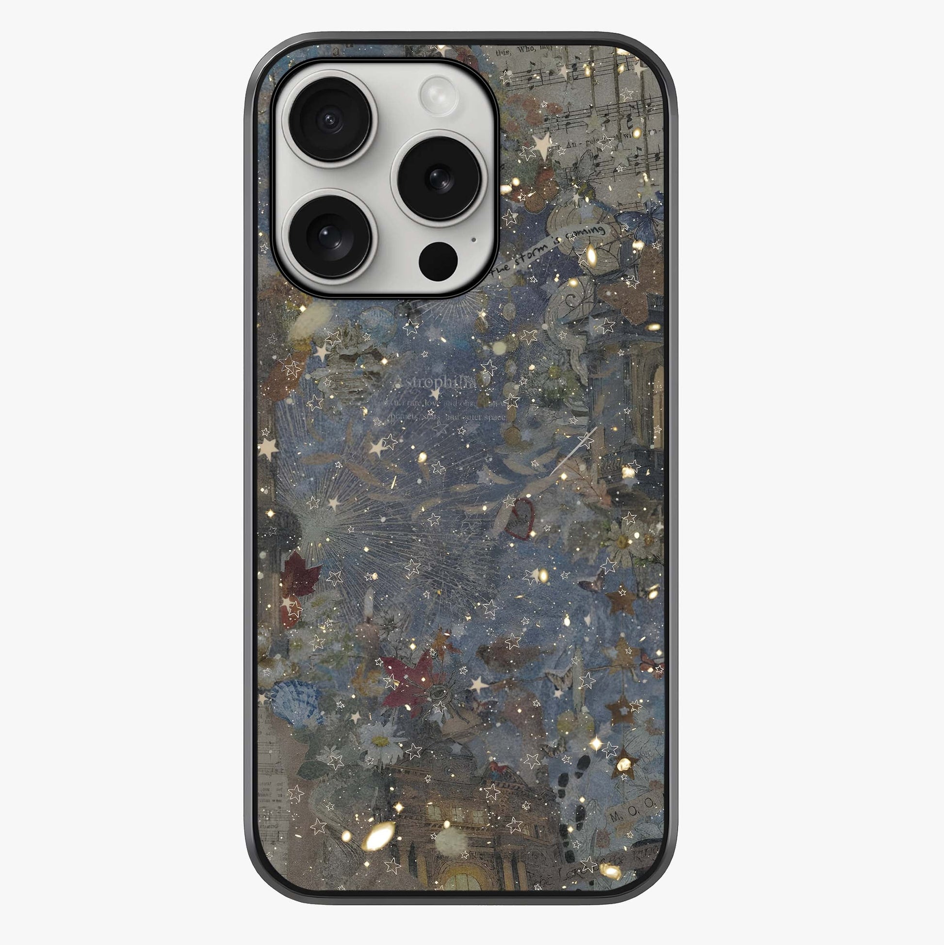 Aesthetic Astrolophia Glass Case showing full back design in clean flat view with glossy glass finish.