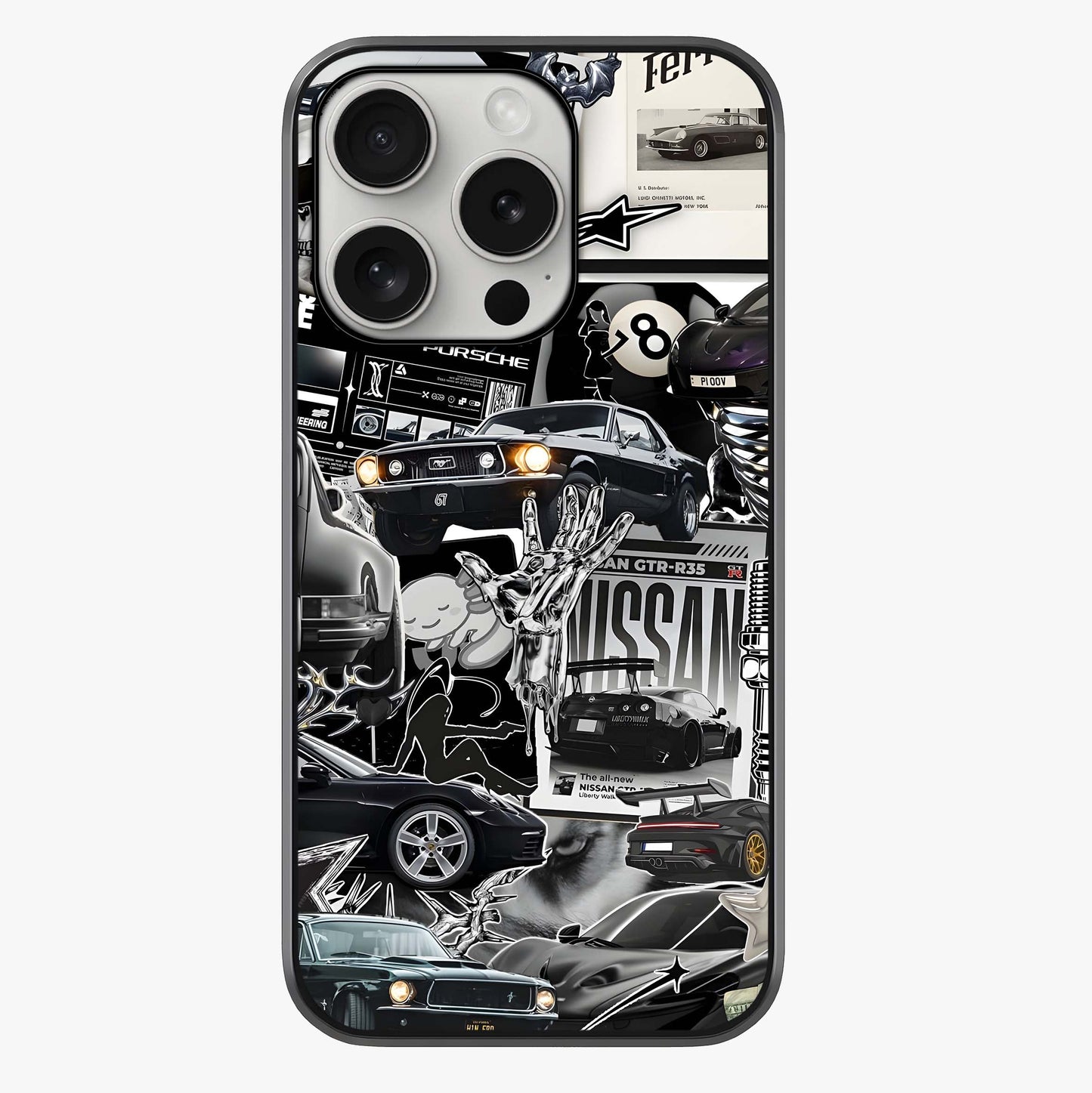 Aesthetic Dark Love Glass Case showing full back design in clean flat view with glossy glass finish.