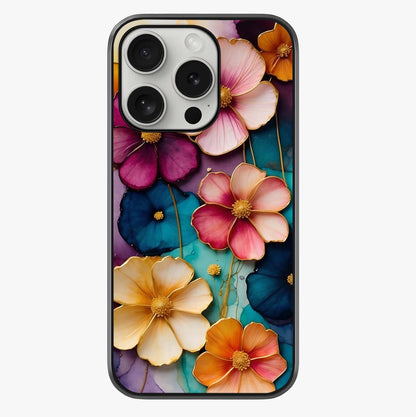 Artlyn Grace Flower Pattern Glass Case showing full back design in clean flat view with glossy glass finish.