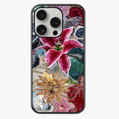 Beaded Garden Fantasy Glass Case showing full back design in clean flat view with glossy glass finish.
