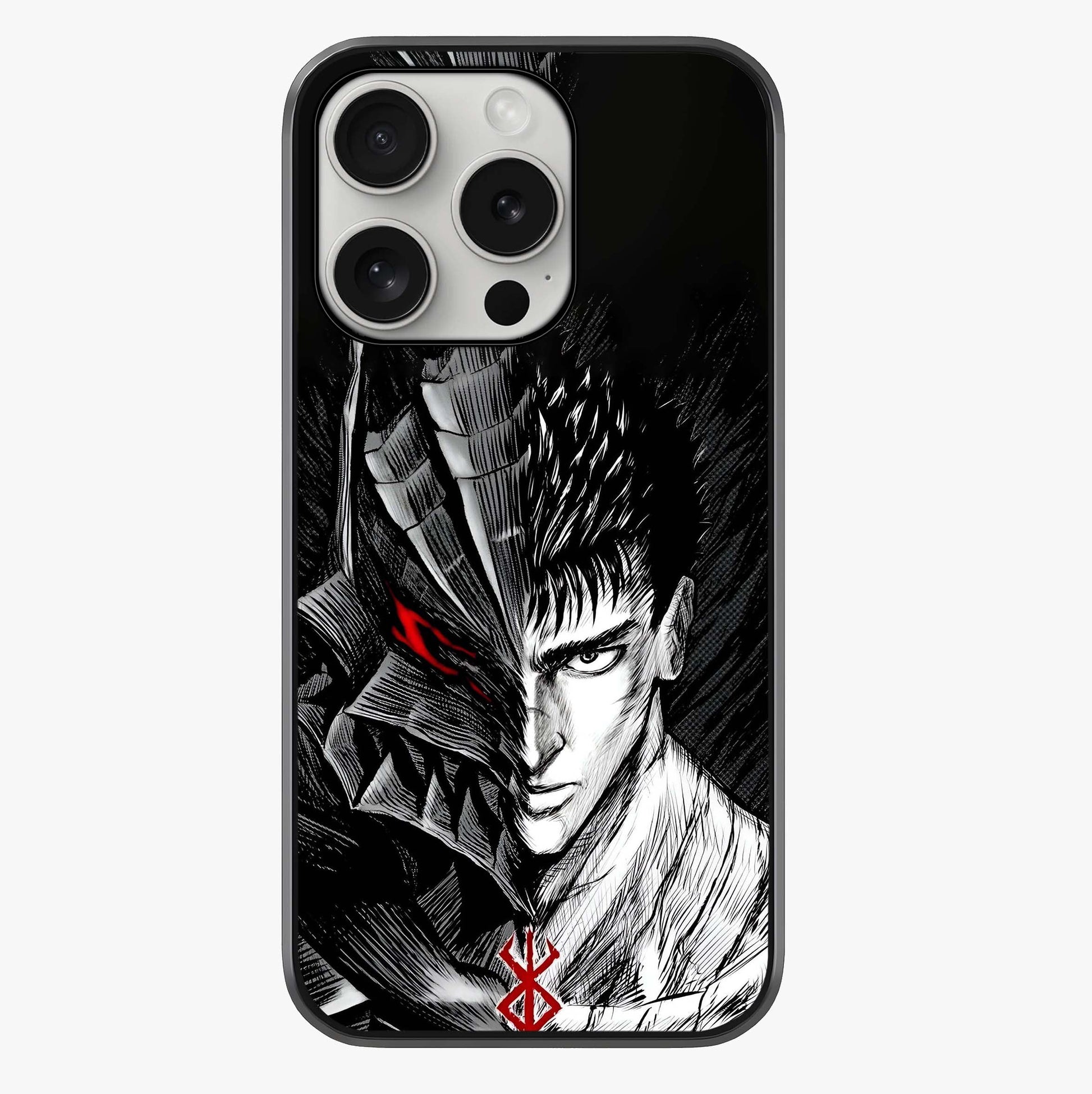 Berserker Blood Oath Glass Case showing full back design in clean flat view with glossy glass finish.