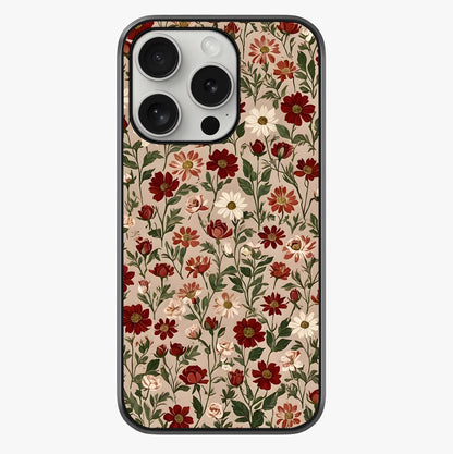 Biege Flower With Leaf Glass Case showing full back design in clean flat view with glossy glass finish.