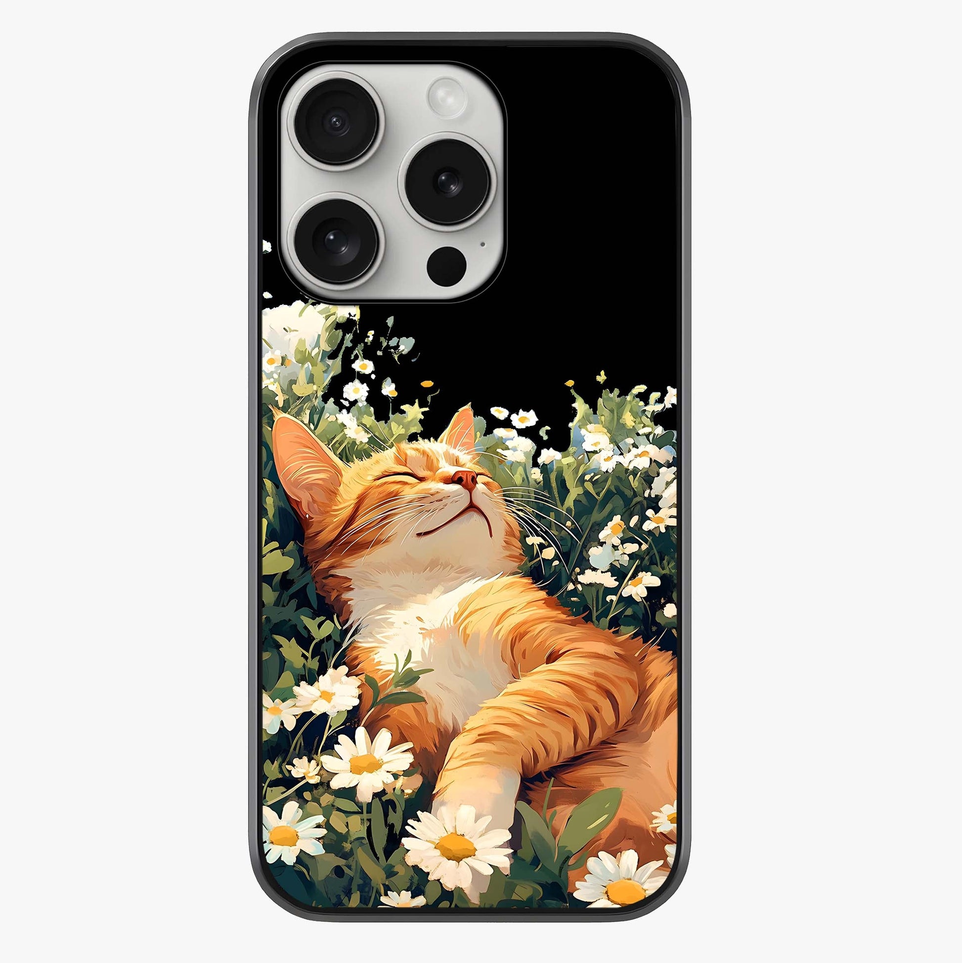 lissful Bloom Cat Glass Case showing full back design in clean flat view with glossy glass finish.