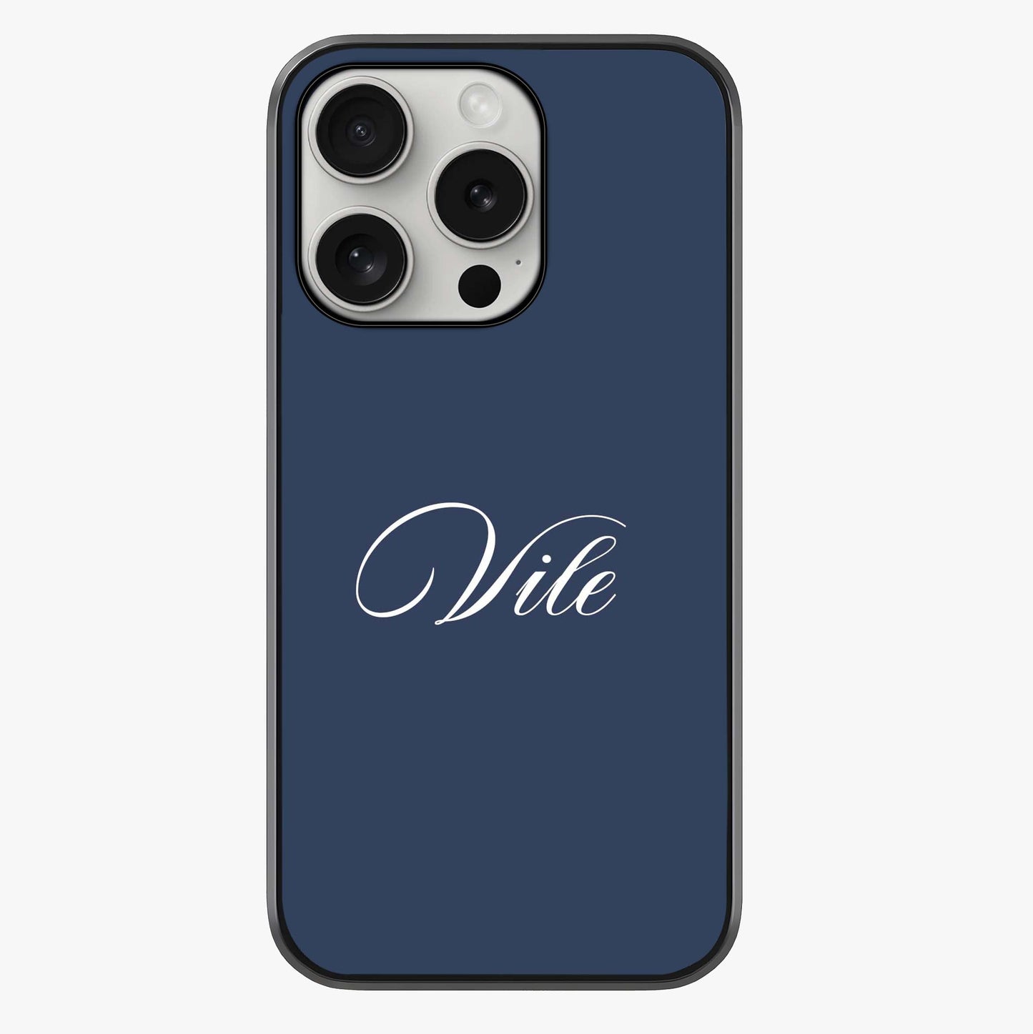 Blue Background Personalized Custom Name Glass Case showing full back design in clean flat view with glossy glass finish.