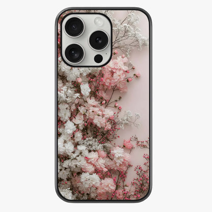 Blush Blossom Cloud Glass Case showing full back design in clean flat view with glossy glass finish.