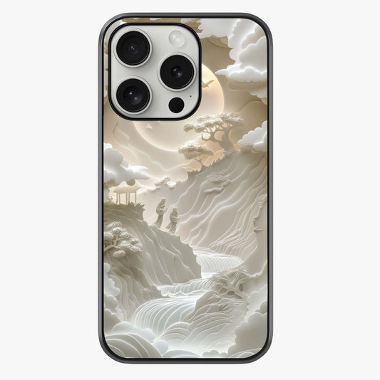 Celestial Origami Glass Case showing full back design in clean flat view with glossy glass finish.