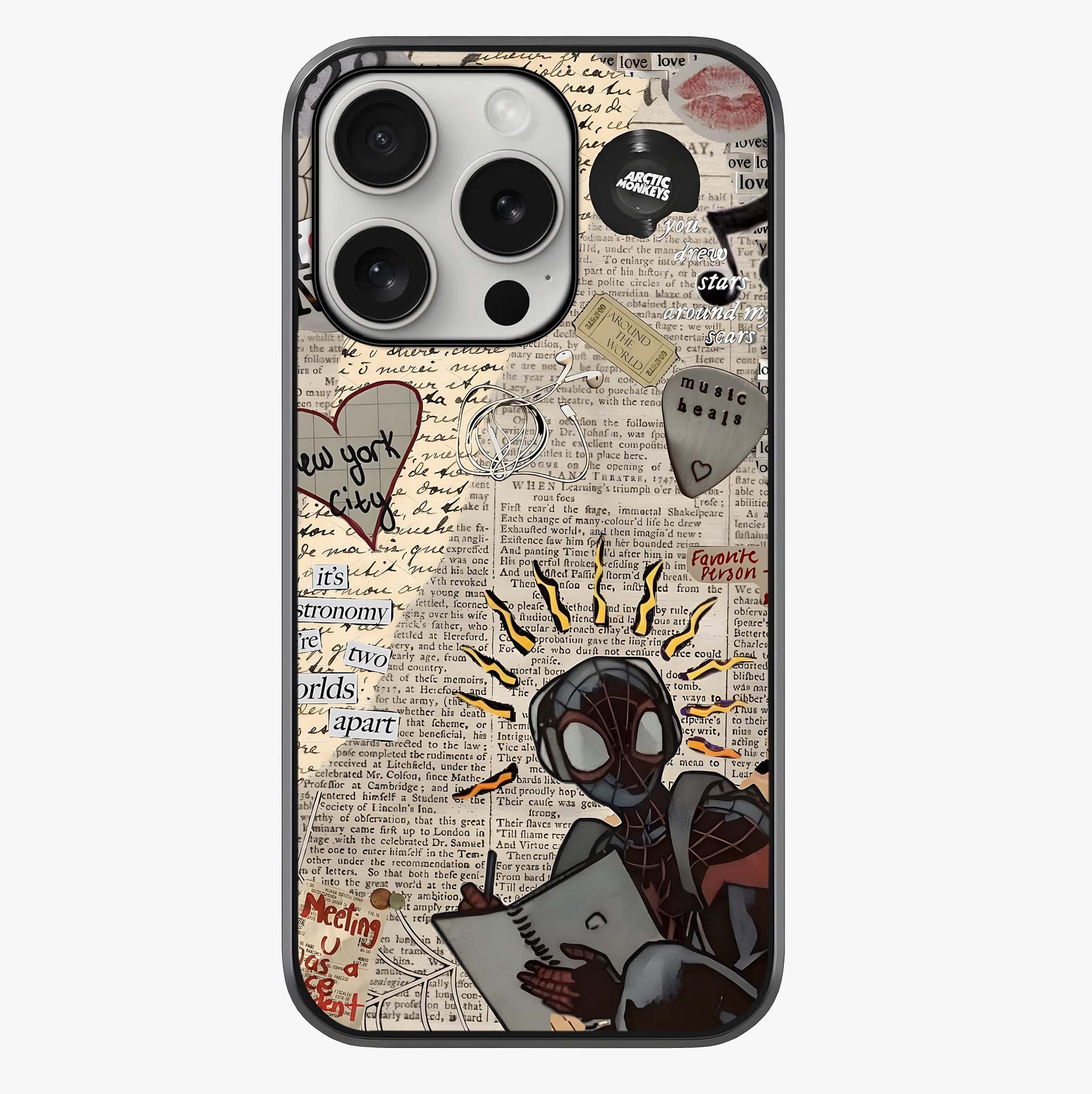 City Dream Sketch Glass Case showing full back design in clean flat view with glossy glass finish.