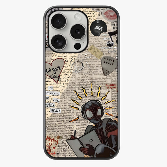 City Dream Sketch Glass Case showing full back design in clean flat view with glossy glass finish.
