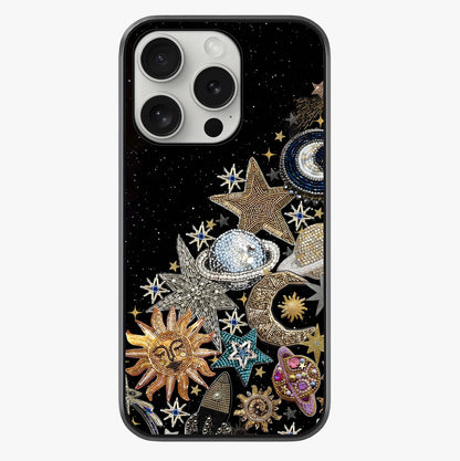 Cosmic Sparkle Dreams Glass Case showing full back design in clean flat view with glossy glass finish.