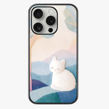 Cotton Dream Cat Glass Case showing full back design in clean flat view with glossy glass finish.