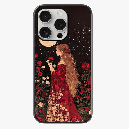 Crimson Dreams Glass Case showing full back design in clean flat view with glossy glass finish.
