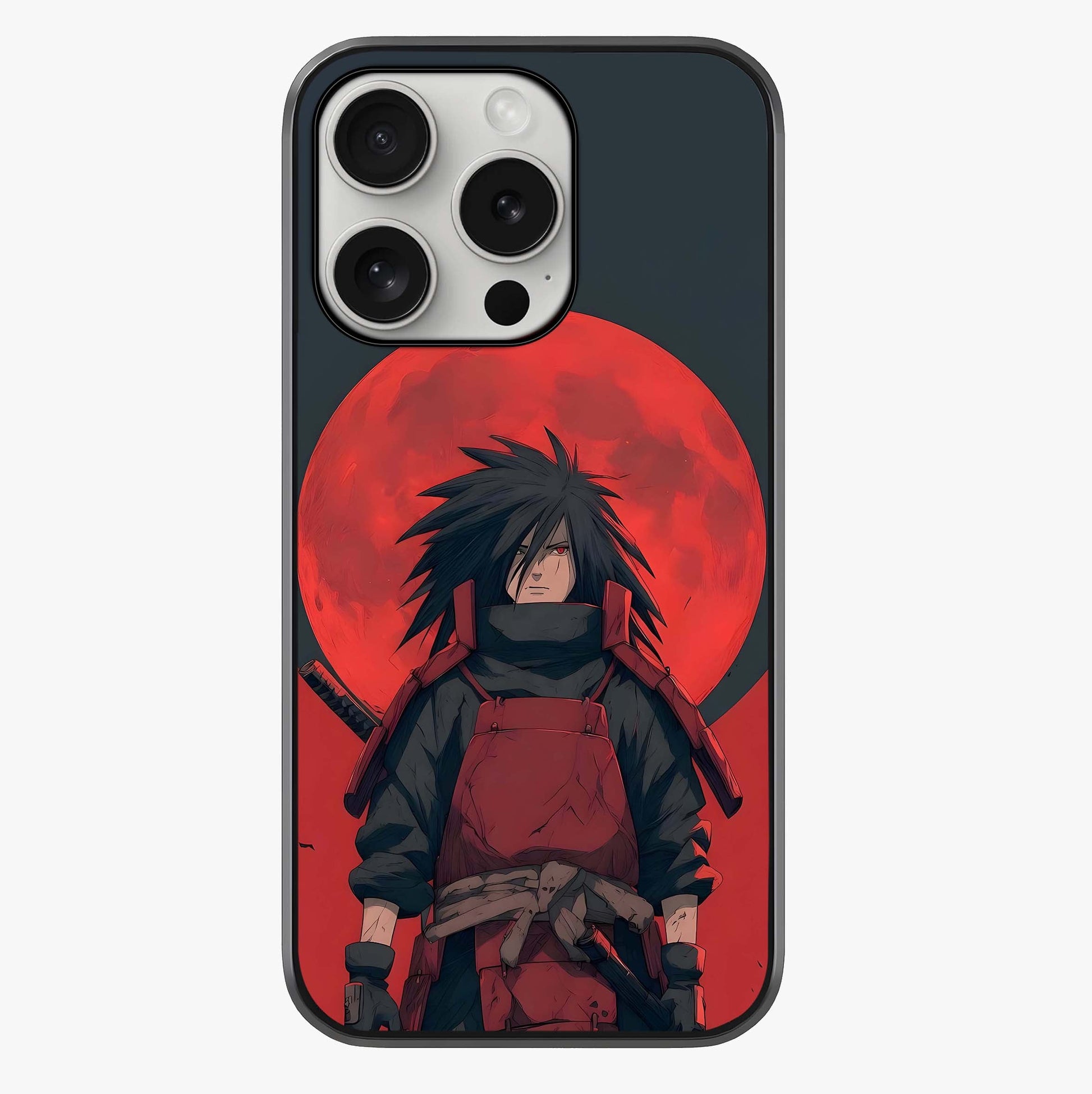 Crimson Moon Warlord Glass Case showing full back design in clean flat view with glossy glass finish.