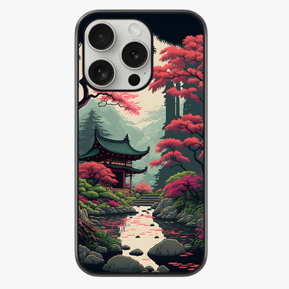 Crimson Temple View Glass Case showing full back design in clean flat view with glossy glass finish.