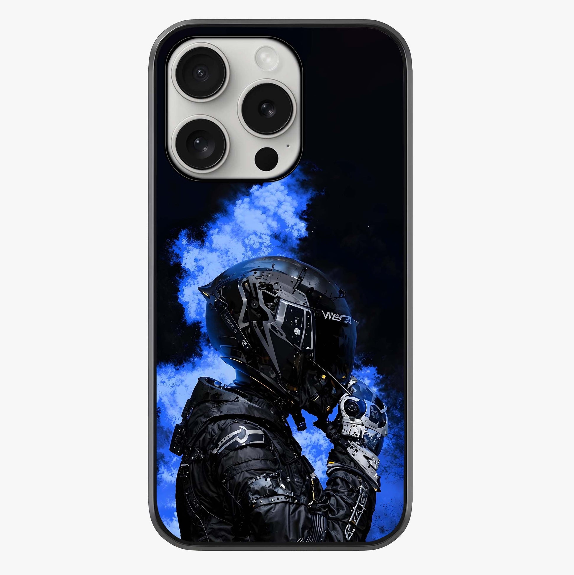 Cyber Sentinel Protocol Glass Case showing full back design in clean flat view with glossy glass finish.