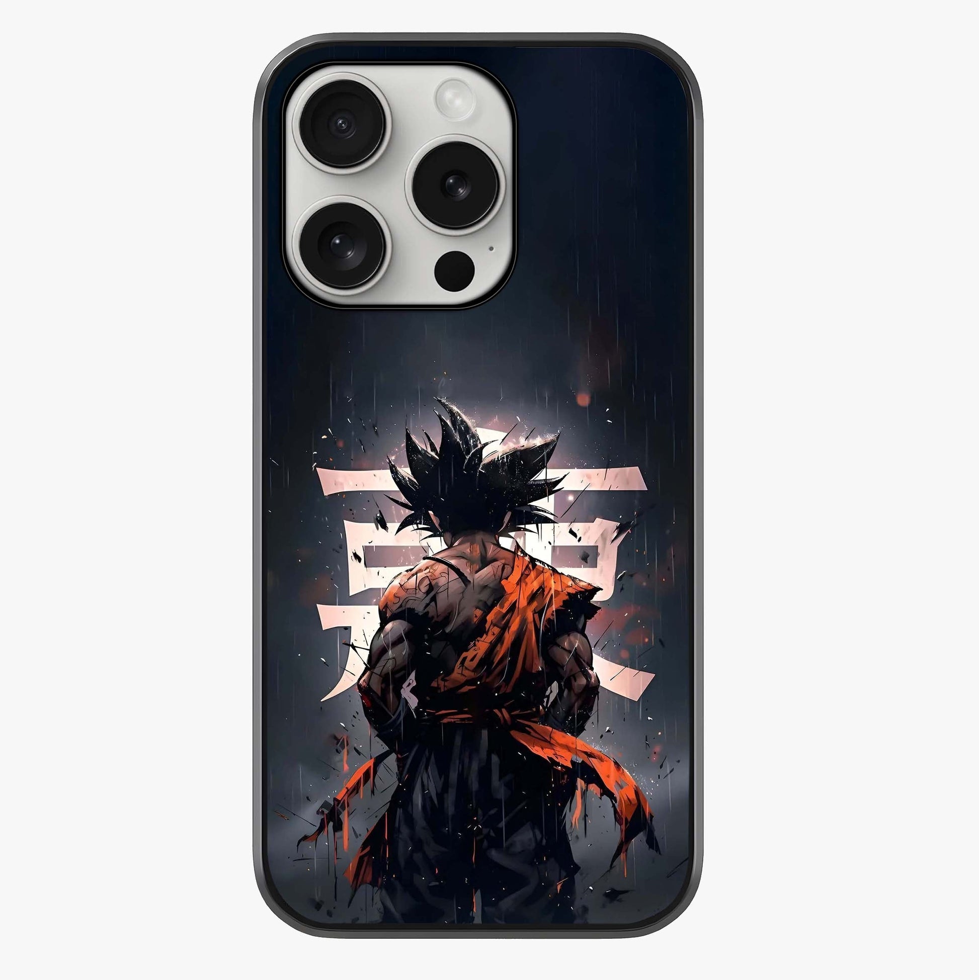 Dark Warrior In Rain Glass Case showing full back design in clean flat view with glossy glass finish.