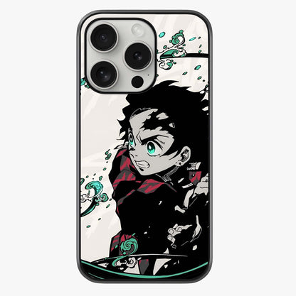 Demon Slayer Glass Case showing full back design in clean flat view with glossy glass finish.