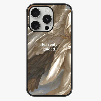 Divine Winged Grace Glass Case showing full back design in clean flat view with glossy glass finish.