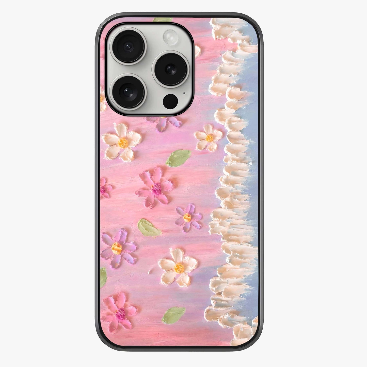 Dreamy Painted Garden Glass Case showing full back design in clean flat view with glossy glass finish.
