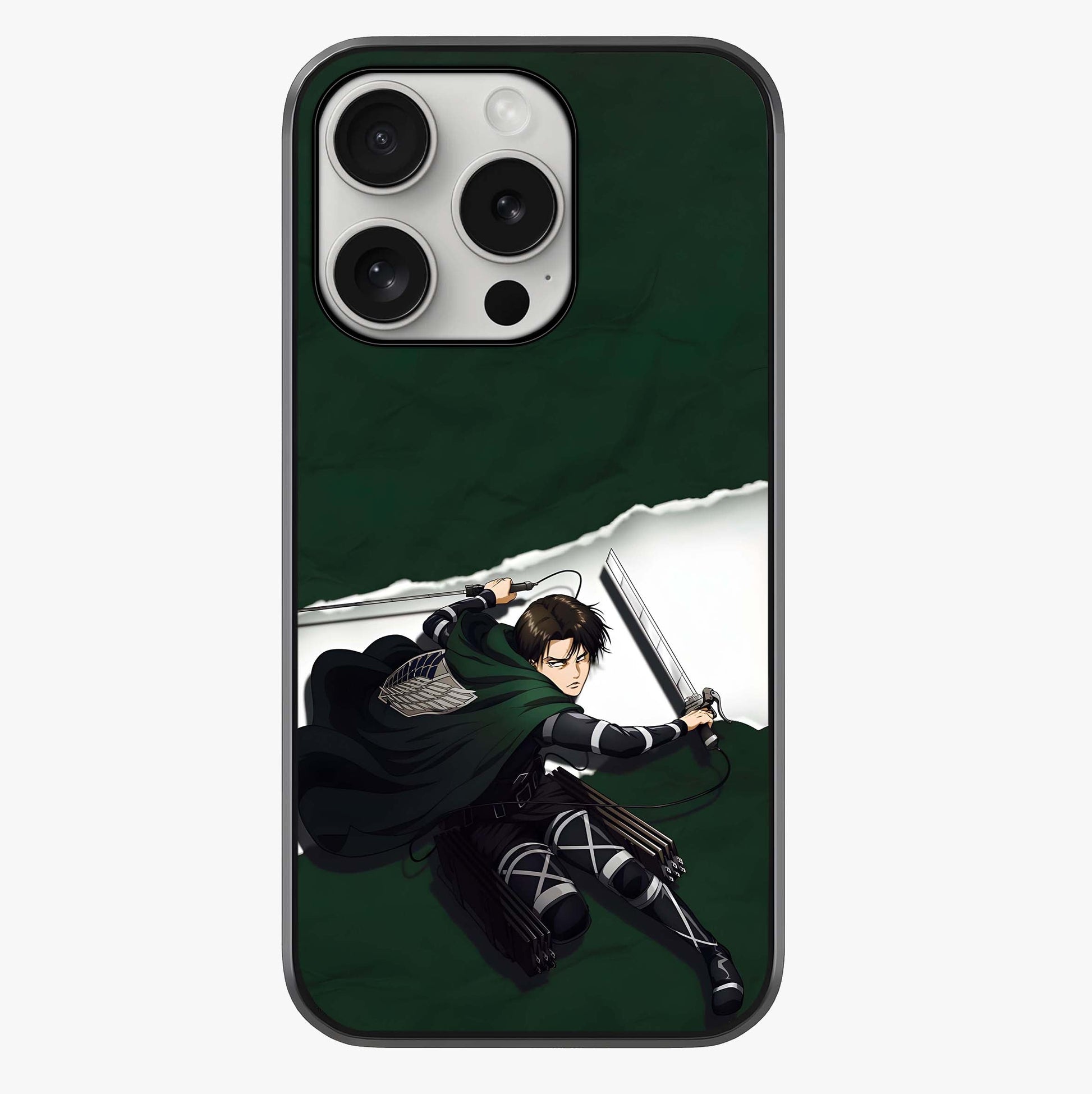 Emerald War Vanguard Glass Case showing full back design in clean flat view with glossy glass finish.