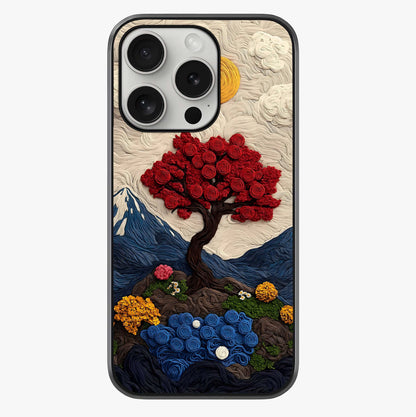 Eternal Nature Tapestry Glass Case showing full back design in clean flat view with glossy glass finish.