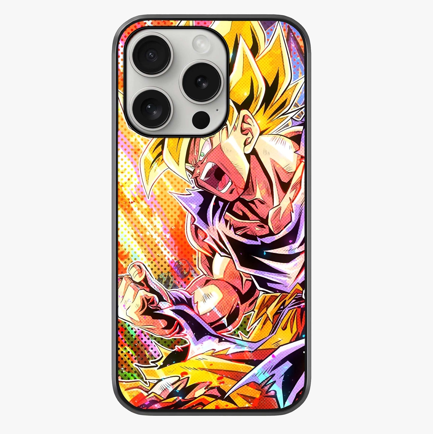 Firing Goku Glass Case showing full back design in clean flat view with glossy glass finish.