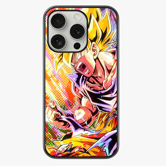 Firing Goku Glass Case showing full back design in clean flat view with glossy glass finish.