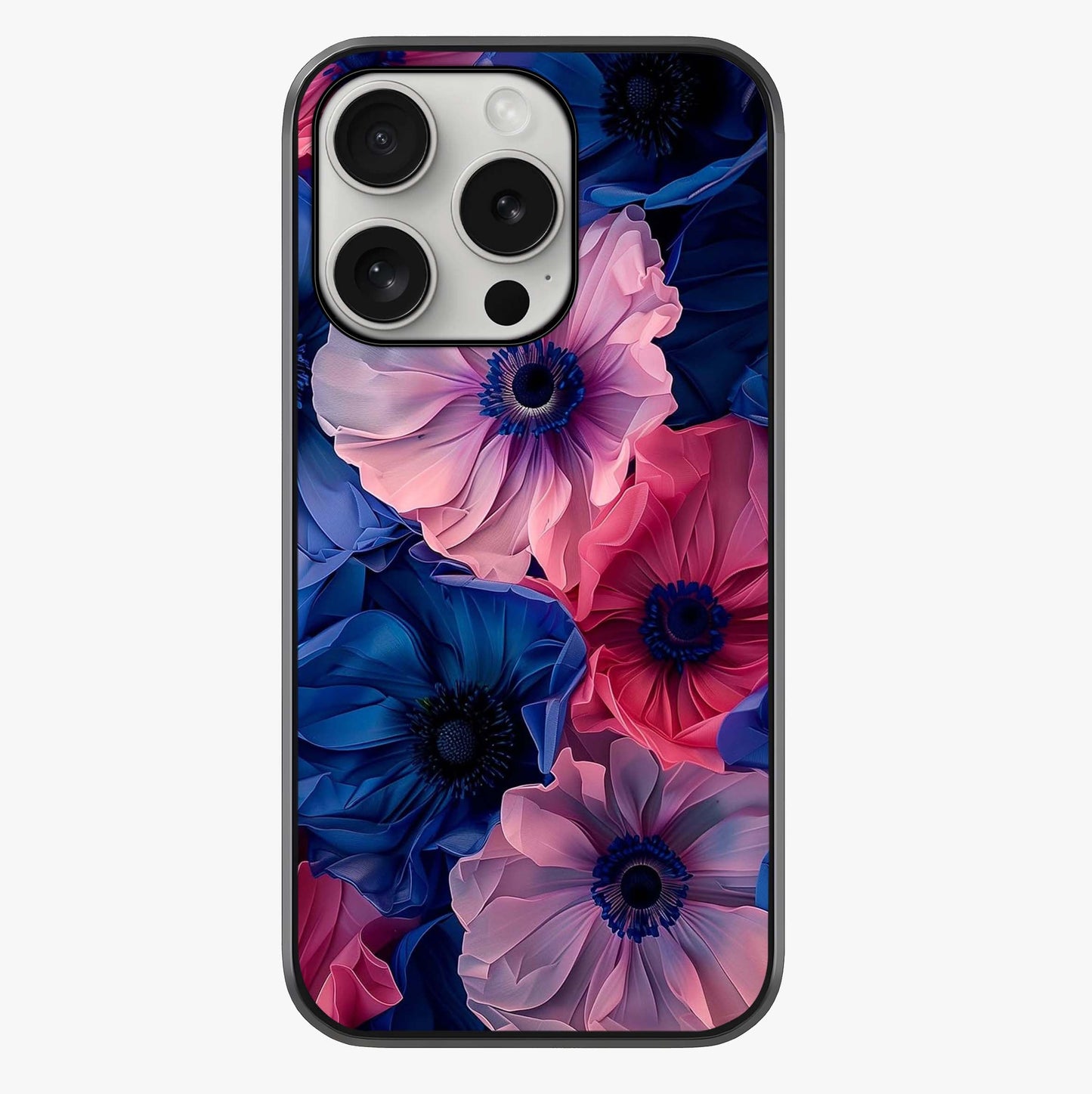 Flower Paper Art Pattern Glass Case showing full back design in clean flat view with glossy glass finish.