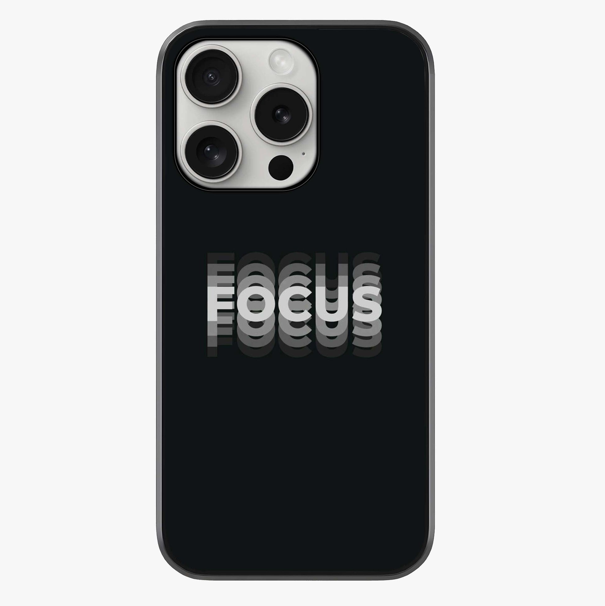 Focus Mode On Glass Case showing full back design in clean flat view with glossy glass finish.