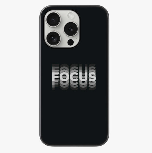 Focus Mode On Glass Case showing full back design in clean flat view with glossy glass finish.
