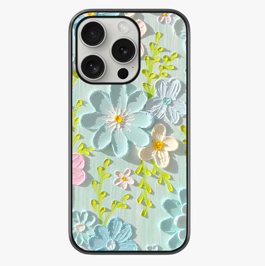 Frosted Petal Garden Glass Case showing full back design in clean flat view with glossy glass finish.
