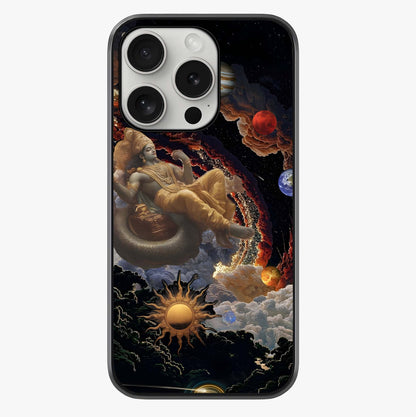 Galactic Divine God Glass Case showing full back design in clean flat view with glossy glass finish.