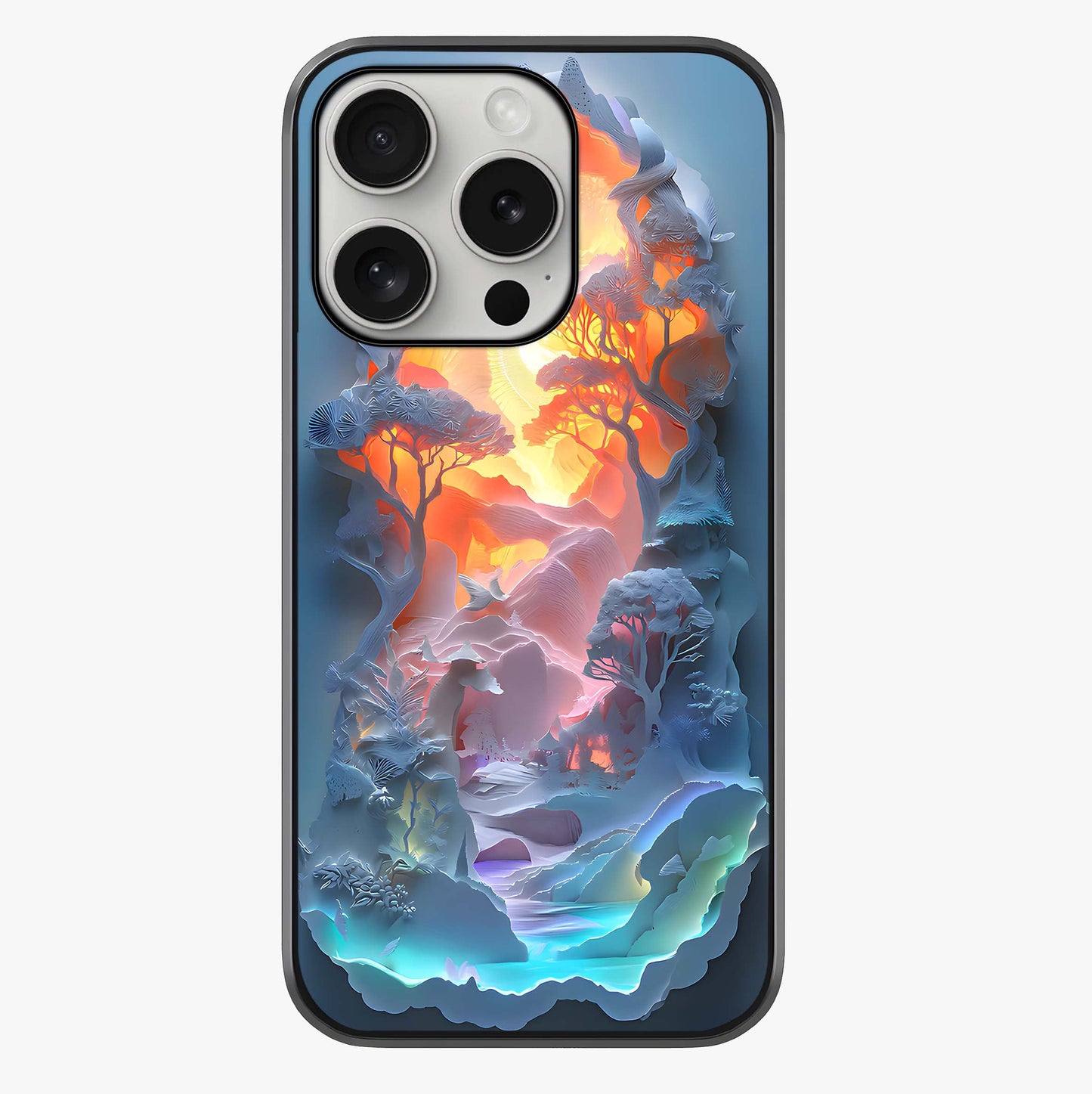 Glow Forest Portal Glass Case showing full back design in clean flat view with glossy glass finish.