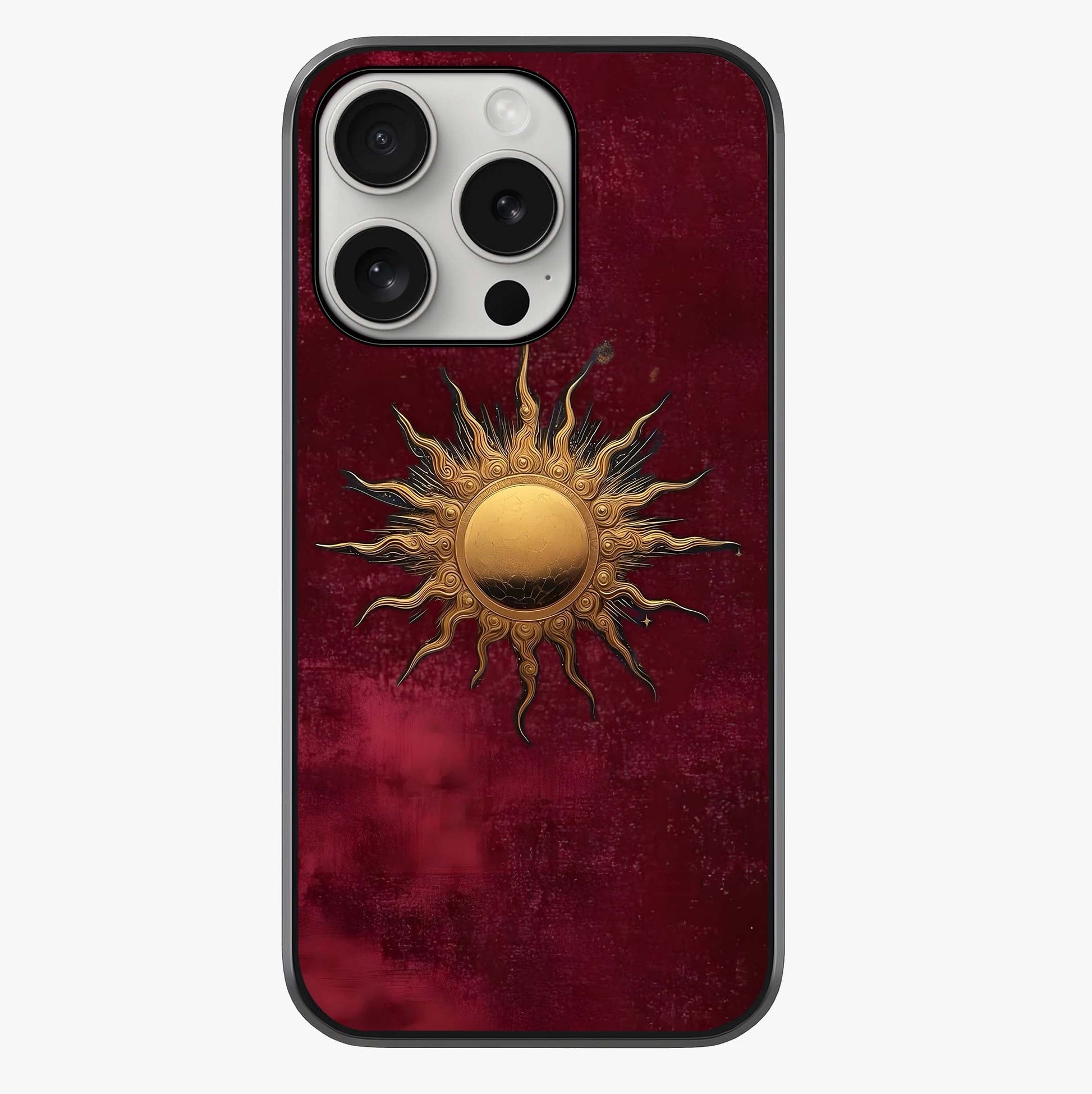 Gold Sun Blush Glass Case showing full back design in clean flat view with glossy glass finish.