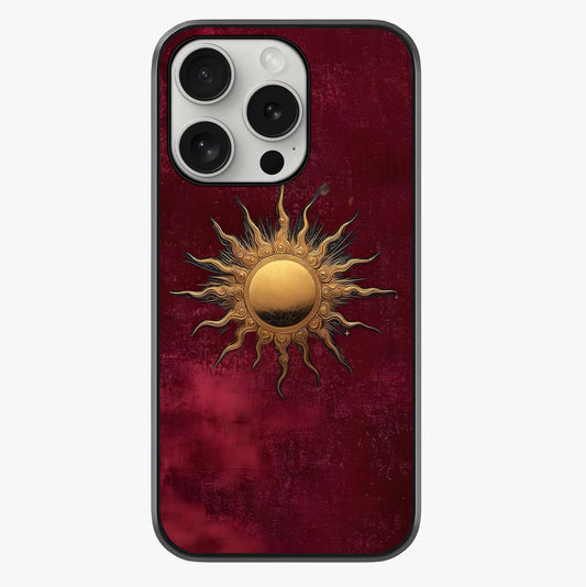 Gold Sun Blush Glass Case showing full back design in clean flat view with glossy glass finish.