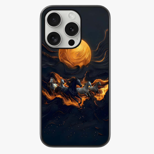 Golden Stallion Moonride Glass Case showing full back design in clean flat view with glossy glass finish.