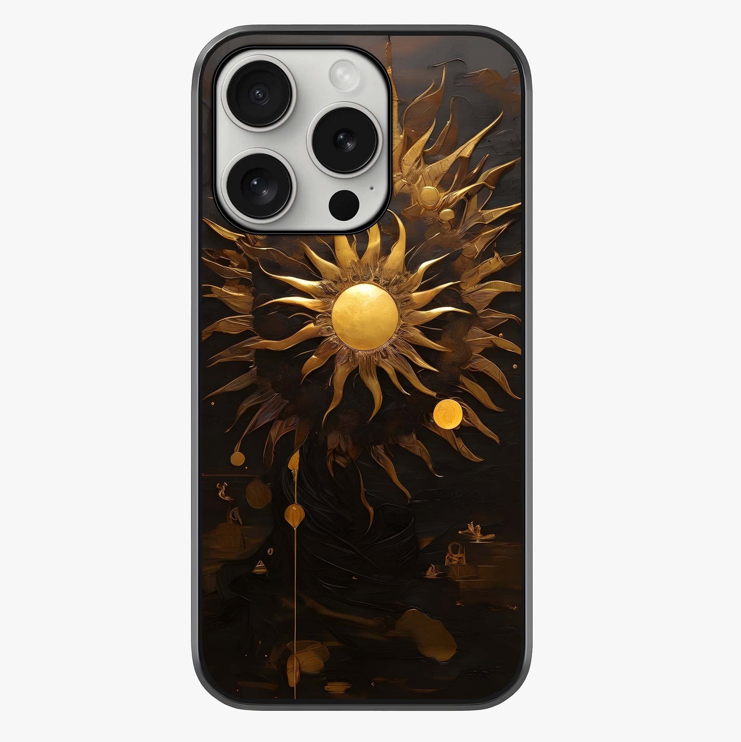 Golden Sun Majesty Glass Case showing full back design in clean flat view with glossy glass finish.