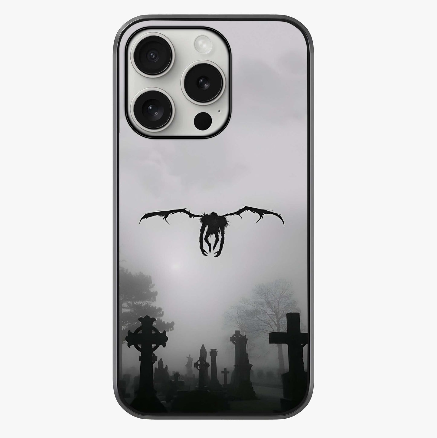 Graveyard Shadow Descent Glass Case showing full back design in clean flat view with glossy glass finish.