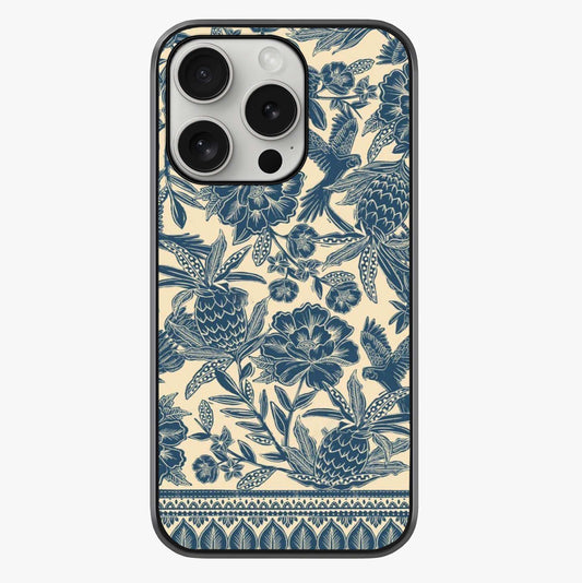 Heirloom Wild Bloom Glass Case showing full back design in clean flat view with glossy glass finish.