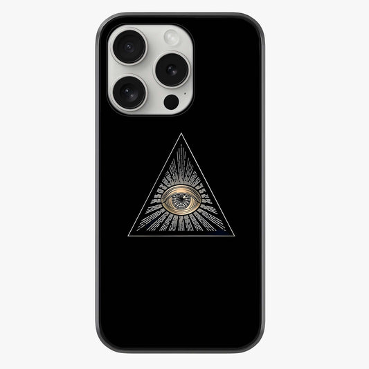 Illuminati Evil Glass Case showing full back design in clean flat view with glossy glass finish.